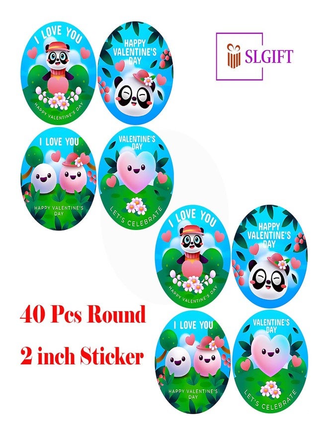SLGIFT Vinyl Cute Panda Theme Sticker, Self-Adhesive Vinyl Stickers, 40 Pieces, 2 x 2 Inches Round Sticker, 4 Unique Designs, R165 - Image 4